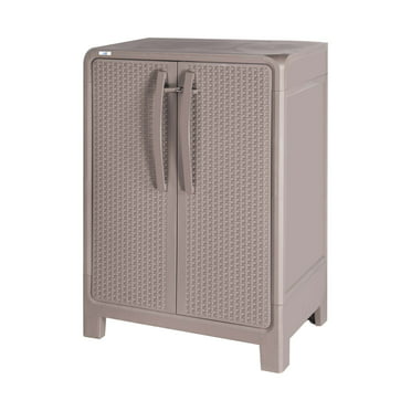 Gray Contico 2 Shelf Plastic Garage Home Storage Organizer Base Utility Cabinet